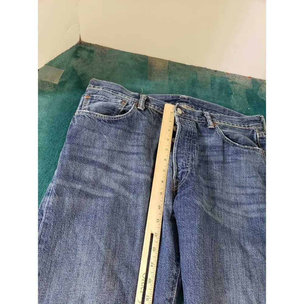 Levis 501 Jeans Size 36x34 Mens Blue Pants Stretch Mid Rise Straight Red Tab